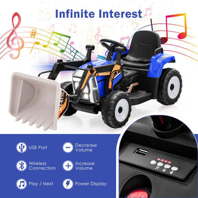 12V Kids Ride On Excavator with Remote Control, Adjustable Digging Bucket & 3 Speeds, Electric Construction Vehicle Toy Tractor for Boys Girls