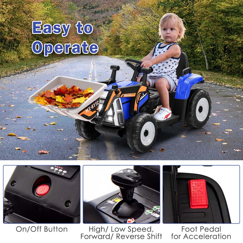 12V Kids Ride On Excavator with Remote Control, Adjustable Digging Bucket & 3 Speeds, Electric Construction Vehicle Toy Tractor for Boys Girls