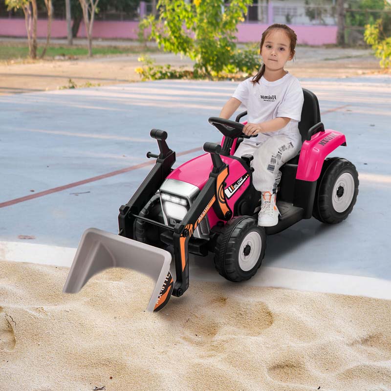 12V Kids Ride On Excavator with Remote Control, Adjustable Digging Bucket & 3 Speeds, Electric Construction Vehicle Toy Tractor for Boys Girls