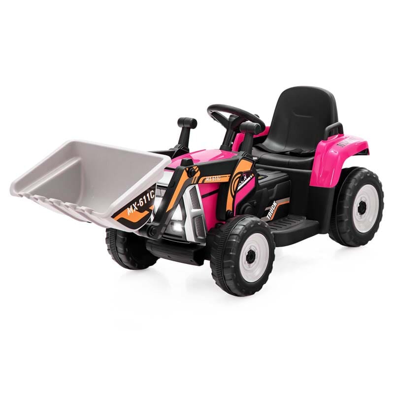 12V Kids Ride On Excavator with Remote Control, Adjustable Digging Bucket & 3 Speeds, Electric Construction Vehicle Toy Tractor for Boys Girls