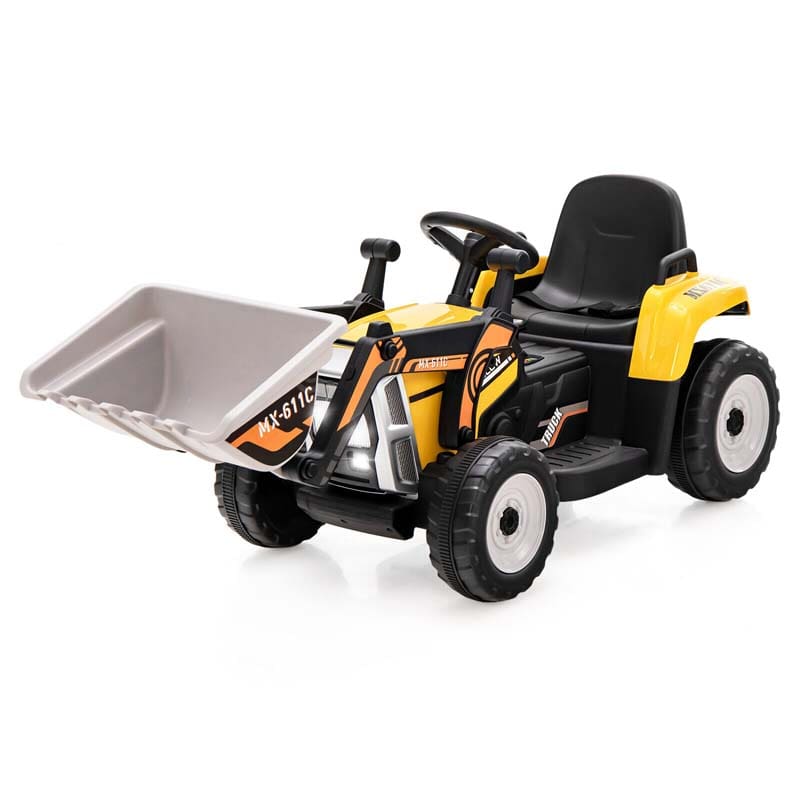 12V Kids Ride On Excavator with Remote Control, Adjustable Digging Bucket & 3 Speeds, Electric Construction Vehicle Toy Tractor for Boys Girls