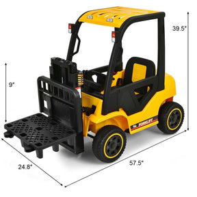 Kids Ride on Forklift 12V Battery Powered Electric Riding Toy Car Construction Vehicle with Remote & Back Trunk