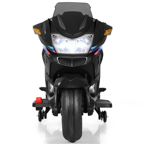 12V Kids Ride On Motorcycle, Battery Powered Electric Kids Motorbike Toy with Training Wheels & LED Lights