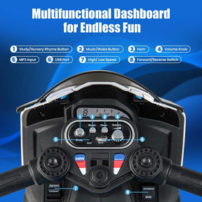 12V Licensed BMW Kids Ride on Motorcycle 3 Wheel Battery Powered Electric Riding Toy Trike with Light & Music