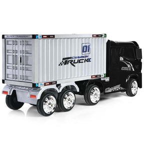 8 Wheels Kids Ride on Semi-Truck 12V Battery Powered Electric Riding Toy Car with Container & Remote Control