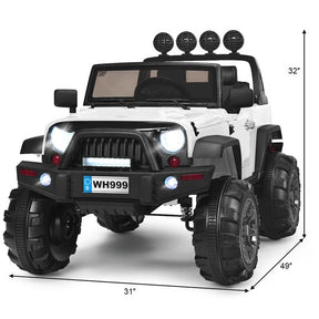 12V Kids Ride On Truck Battery Powered Riding Toy Car Jeep with Spring Suspension & Trunk