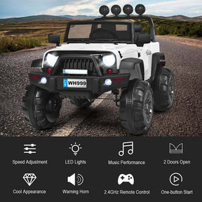 12V Kids Ride On Truck Battery Powered Riding Toy Car Jeep with Spring Suspension & Trunk