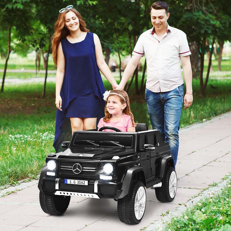 12V Mercedes-Benz G650S Licensed Kids Ride-On Car, Electric Riding Toy Truck with Remote Control, Storage Trunk, LED Lights & Spring Suspension