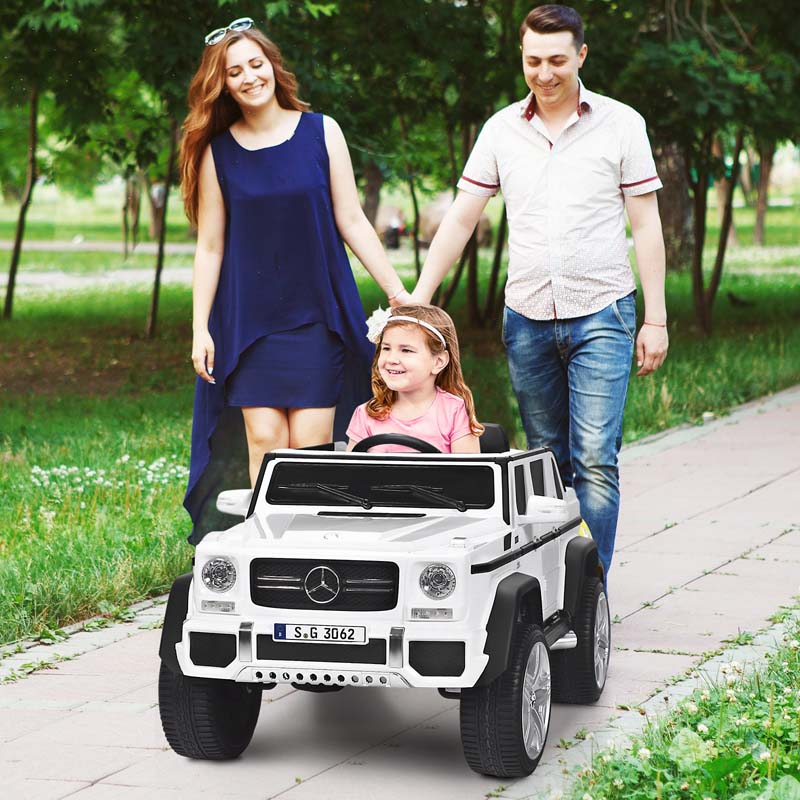 12V Mercedes-Benz G650S Licensed Kids Ride-On Car, Electric Riding Toy Truck with Remote Control, Storage Trunk, LED Lights & Spring Suspension