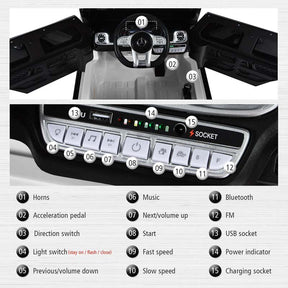 12V Kids Ride On Car, Licensed Mercedes-Benz G63 Battery Powered Electric Toy Car with Spring Suspension