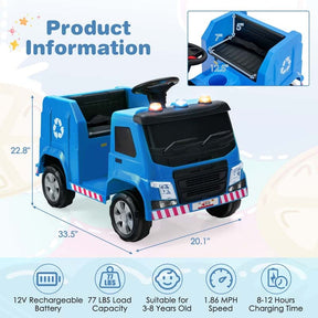 12V Kids Ride On Recycling Trash Truck, Battery Powered RC Riding Toy Car with Recycling Accessories