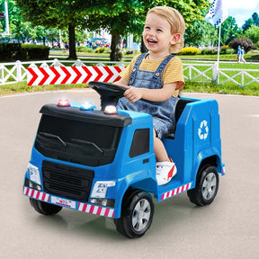 12V Kids Ride On Recycling Trash Truck, Battery Powered RC Riding Toy Car with Recycling Accessories