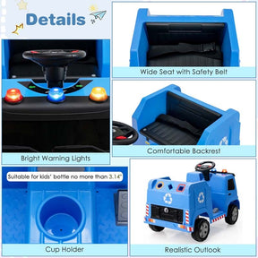 12V Kids Ride On Recycling Trash Truck, Battery Powered RC Riding Toy Car with Recycling Accessories