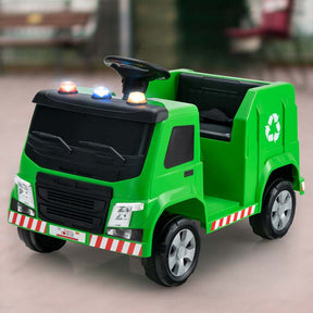 12V Kids Ride On Recycling Trash Truck, Battery Powered RC Riding Toy Car with Recycling Accessories