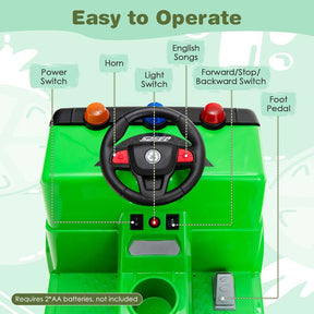 12V Kids Ride On Recycling Trash Truck, Battery Powered RC Riding Toy Car with Recycling Accessories