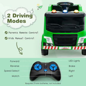 12V Kids Ride On Recycling Trash Truck, Battery Powered RC Riding Toy Car with Recycling Accessories