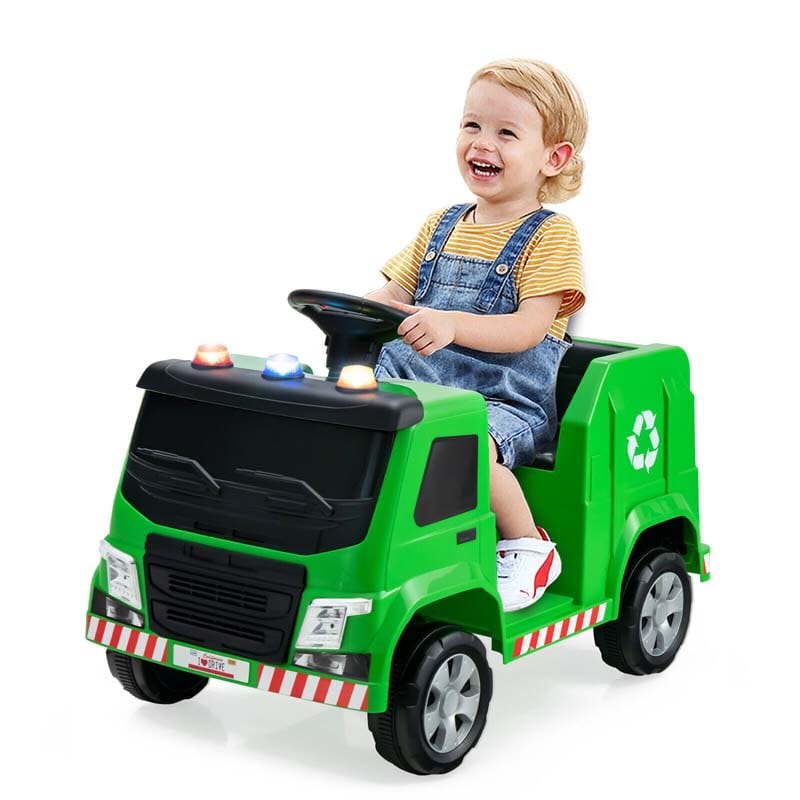 12V Kids Ride On Recycling Trash Truck, Battery Powered RC Riding Toy Car with Recycling Accessories