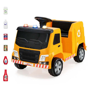 12V Kids Ride On Recycling Trash Truck, Battery Powered RC Riding Toy Car with Recycling Accessories