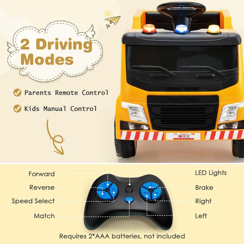 12V Kids Ride On Recycling Trash Truck, Battery Powered RC Riding Toy Car with Recycling Accessories