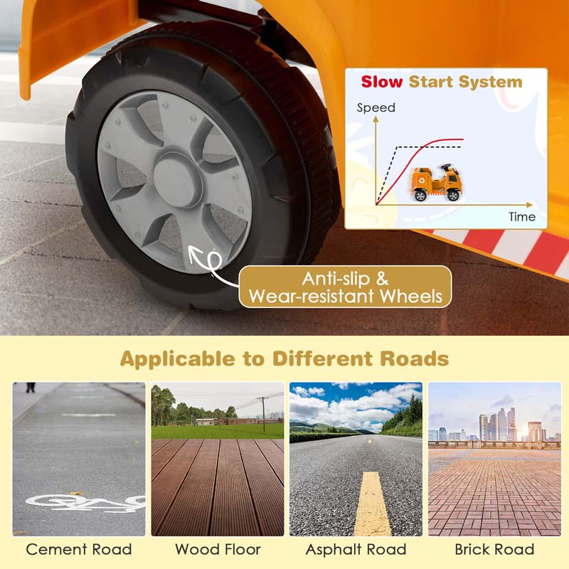 12V Kids Ride On Recycling Trash Truck, Battery Powered RC Riding Toy Car with Recycling Accessories