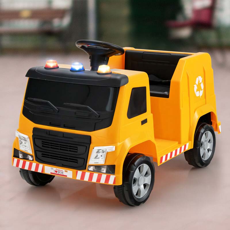 12V Kids Ride On Recycling Trash Truck, Battery Powered RC Riding Toy Car with Recycling Accessories