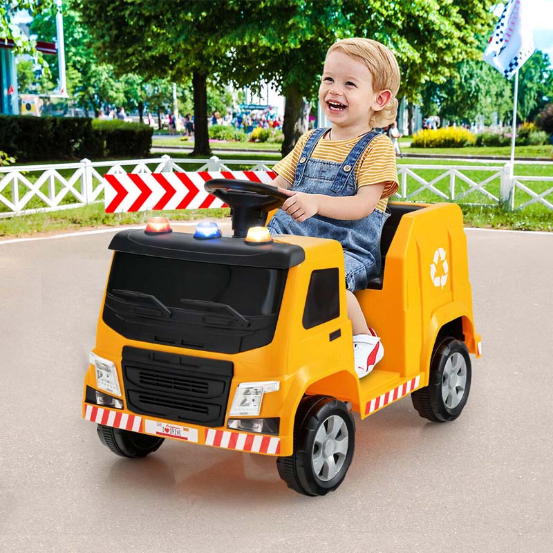12V Kids Ride On Recycling Trash Truck, Battery Powered RC Riding Toy Car with Recycling Accessories