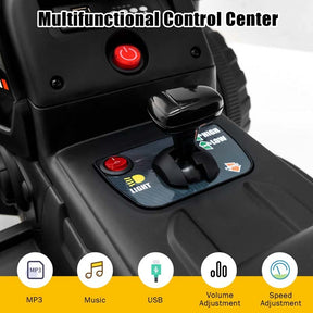 12V Kids Ride On Tractor with Detachable Trailer, 3-Gear Ground Loader & Remote Control, Riding Toy Tractor Electric Vehicle for Ages 3+