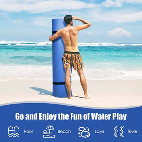 12 x 6 FT Floating Water Pad 3-Layer Tear-Resistant XPE Foam Mat Roll-Up Floating Island for 4-6 Person