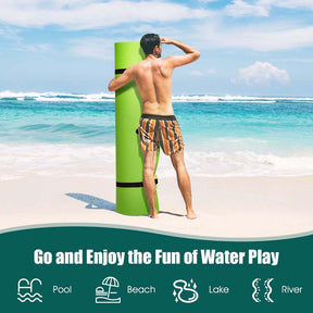 12 x 6 FT Floating Water Pad 3-Layer Tear-Resistant XPE Foam Mat Roll-Up Floating Island for 4-6 Person