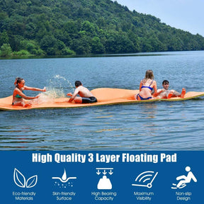12 x 6 FT Floating Water Pad 3-Layer Tear-Resistant XPE Foam Mat Roll-Up Floating Island for 4-6 Person