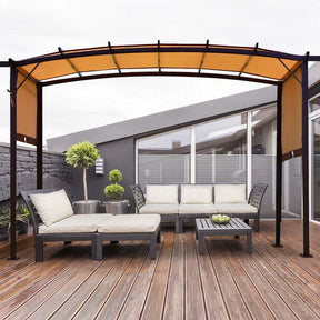 12x9 Ft Outdoor Pergola Gazebo with Retractable Canopy Shades, Heavy-Duty Steel Frame Adjustable Sun Shelter for Backyard, Patio, Garden & Poolside