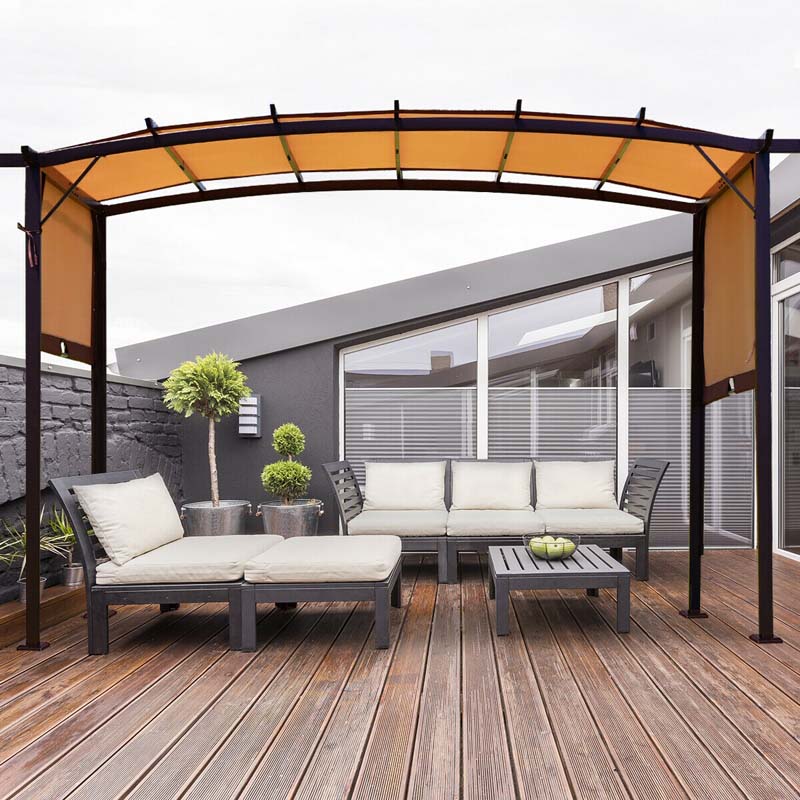 12x9 Ft Outdoor Pergola Gazebo with Retractable Canopy Shades, Heavy-Duty Steel Frame Adjustable Sun Shelter for Backyard, Patio, Garden & Poolside