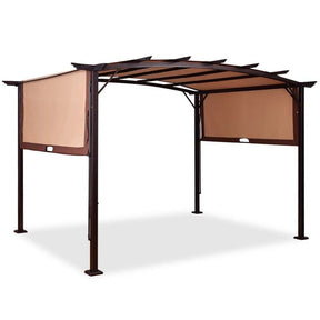 12x9 Ft Outdoor Pergola Gazebo with Retractable Canopy Shades, Heavy-Duty Steel Frame Adjustable Sun Shelter for Backyard, Patio, Garden & Poolside