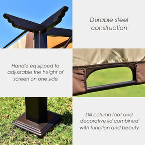 12x9 Ft Outdoor Pergola Gazebo with Retractable Canopy Shades, Heavy-Duty Steel Frame Adjustable Sun Shelter for Backyard, Patio, Garden & Poolside