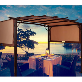 12x9 Ft Outdoor Pergola Gazebo with Retractable Canopy Shades, Heavy-Duty Steel Frame Adjustable Sun Shelter for Backyard, Patio, Garden & Poolside