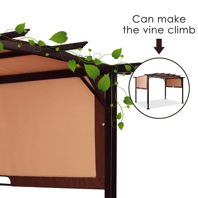 12x9 Ft Outdoor Pergola Gazebo with Retractable Canopy Shades, Heavy-Duty Steel Frame Adjustable Sun Shelter for Backyard, Patio, Garden & Poolside