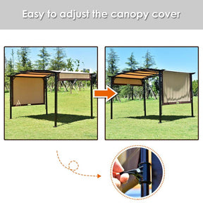 12x9 Ft Outdoor Pergola Gazebo with Retractable Canopy Shades, Heavy-Duty Steel Frame Adjustable Sun Shelter for Backyard, Patio, Garden & Poolside
