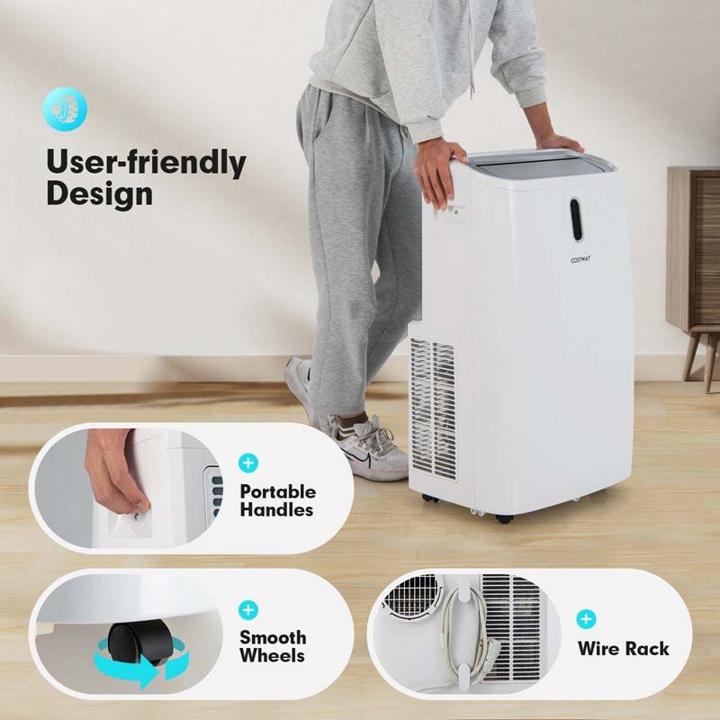 14000 BTU 4-in-1 WiFi Enabled AC Unit Portable Air Conditioner with Heat, Up to 700 Sq.Ft, Work with Alexa