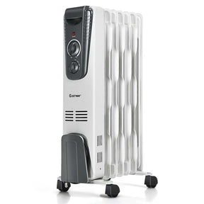 1500W Oil Filled Radiator Heater with Adjustable Thermostat, 3 Heat Settings & Safety Shut-Off, Portable Electric Space Heater for Bedroom Home Office