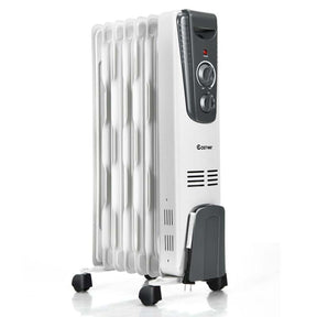 1500W Oil Filled Radiator Heater with Adjustable Thermostat, 3 Heat Settings & Safety Shut-Off, Portable Electric Space Heater for Bedroom Home Office