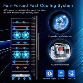 154-Bottle Dual Zone Wine Cooler Refrigerator Wine Cellar Freestanding or Built-in Wine Fridge