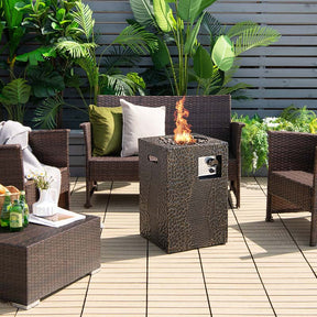 16" Square Outdoor Propane Fire Pit, 30000 BTU Gas Fire Pit with Lava Rocks & Waterproof Cover