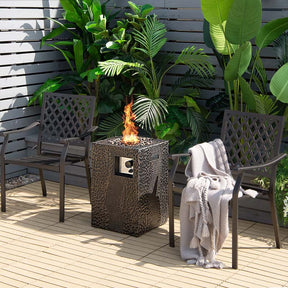 16" Square Outdoor Propane Fire Pit, 30000 BTU Gas Fire Pit with Lava Rocks & Waterproof Cover