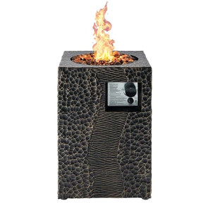 16" Square Outdoor Propane Fire Pit, 30000 BTU Gas Fire Pit with Lava Rocks & Waterproof Cover