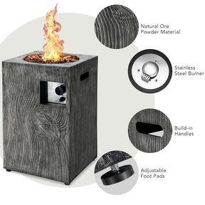 16" Square Outdoor Propane Fire Pit, 30000 BTU Gas Fire Pit with Lava Rocks & Waterproof Cover