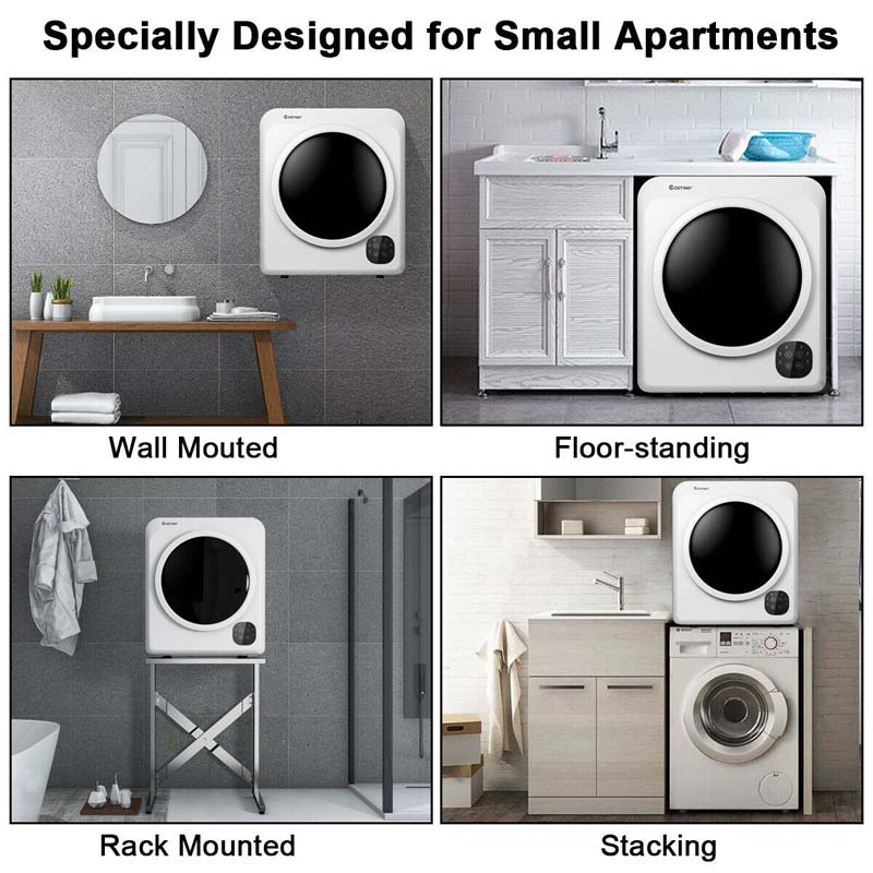 13.2 lb Portable Clothes Dryer, 1700W Electric Compact Front Load Tumble Dryer with Stainless Steel Tub for Apartments & Small Spaces