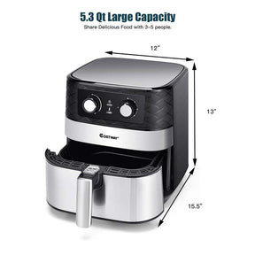 5.3 QT Electric Hot Air Fryer, 1700W Oil-Free Cooker with Timer, Non-Stick Fry Basket