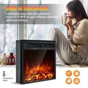 18" 1500W Electric Fireplace Heater with 5 Flame Effects, Freestanding & Wall Mounted Electric Fireplace Insert