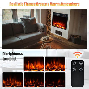 18" 1500W Electric Fireplace Heater with 5 Flame Effects, Freestanding & Wall Mounted Electric Fireplace Insert