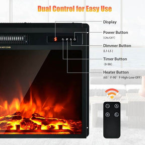 18" 1500W Electric Fireplace Heater with 5 Flame Effects, Freestanding & Wall Mounted Electric Fireplace Insert